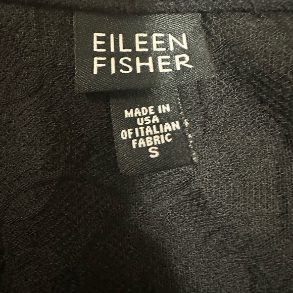 EILEEN FISHER Jacket S Women’s Black Single Button Front Textured Wool Blend - Picture 6 of 12